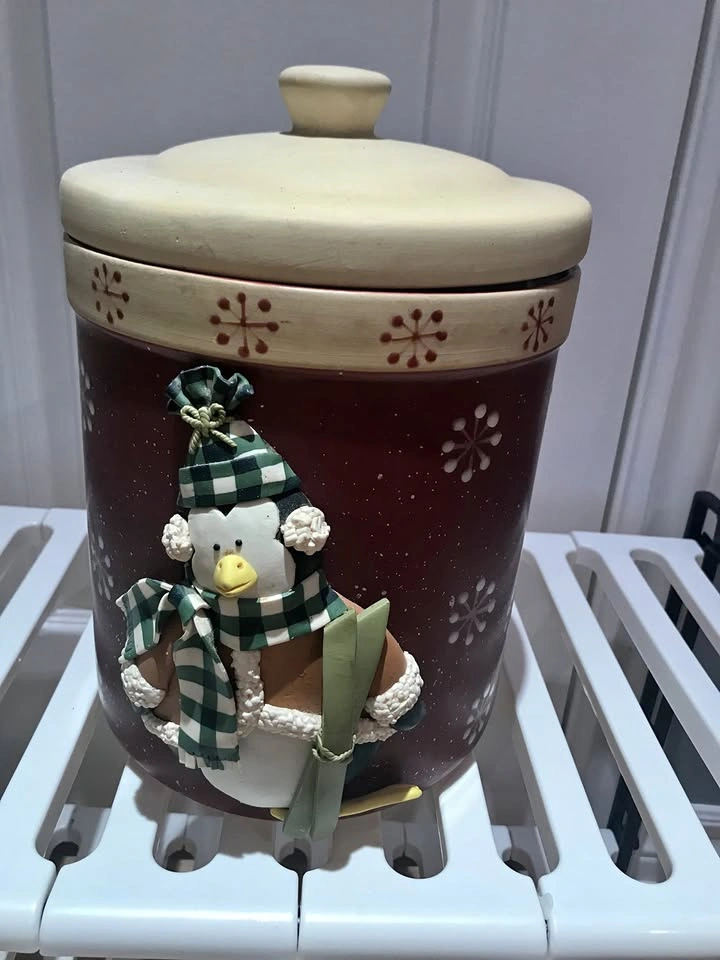 Winter Penguin Cookie Jar