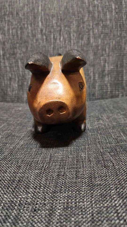 Folk Art Wood Carved Vintage Pig - photo 3