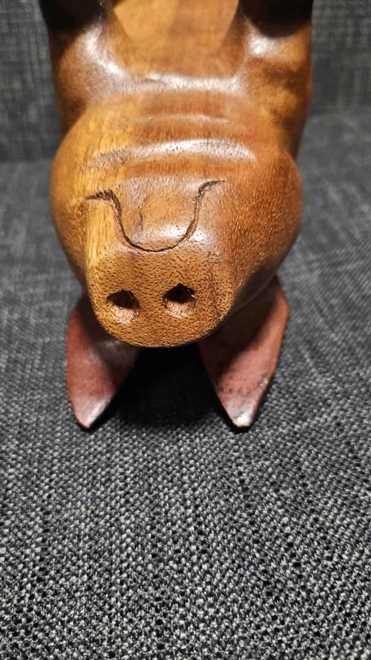 Folk Art Wood Carved Vintage Pig - photo 5