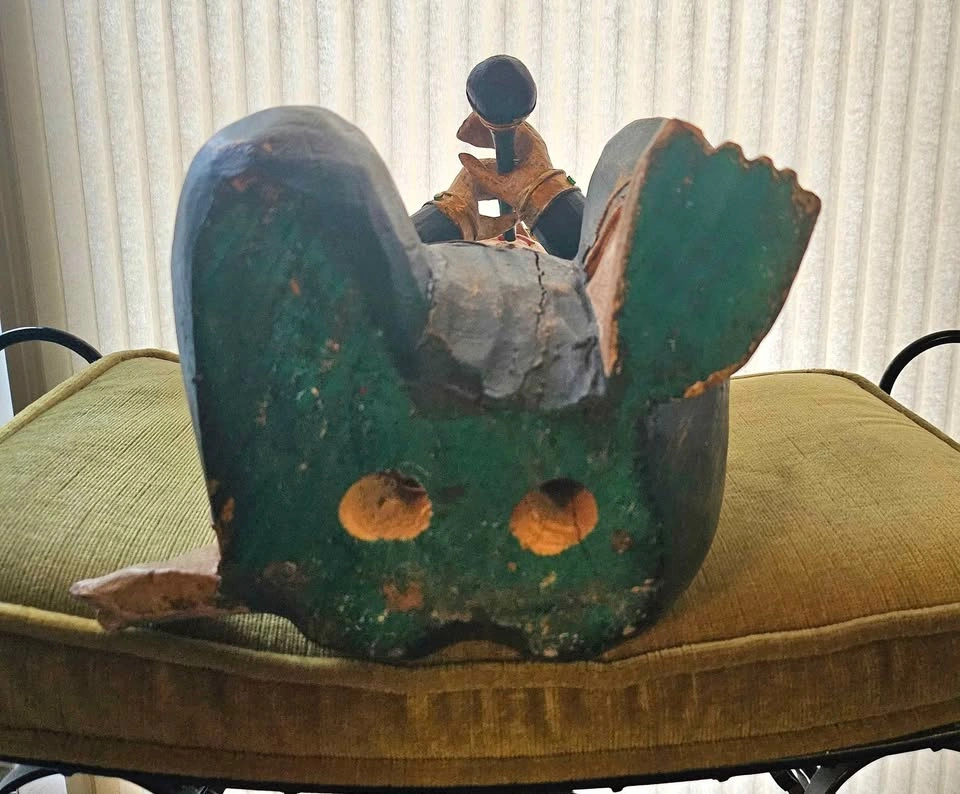 Vintage Burmese or Thai Musician Wooden Figure - photo 4