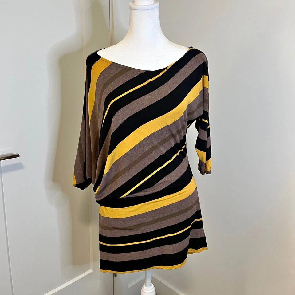 REVOLUTION Asymmetrical Multi-Coloured Stripped Women’s Shirt -