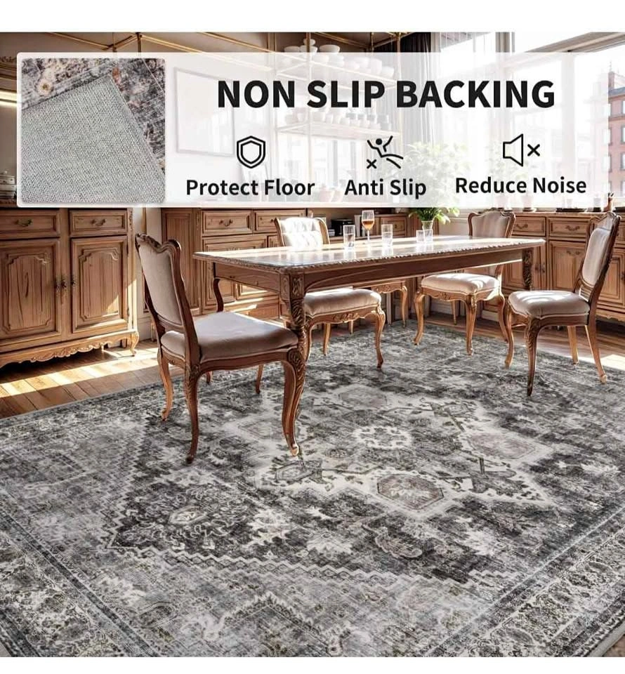 Grey 6x9 Area Rug - Soft, Machine Washable