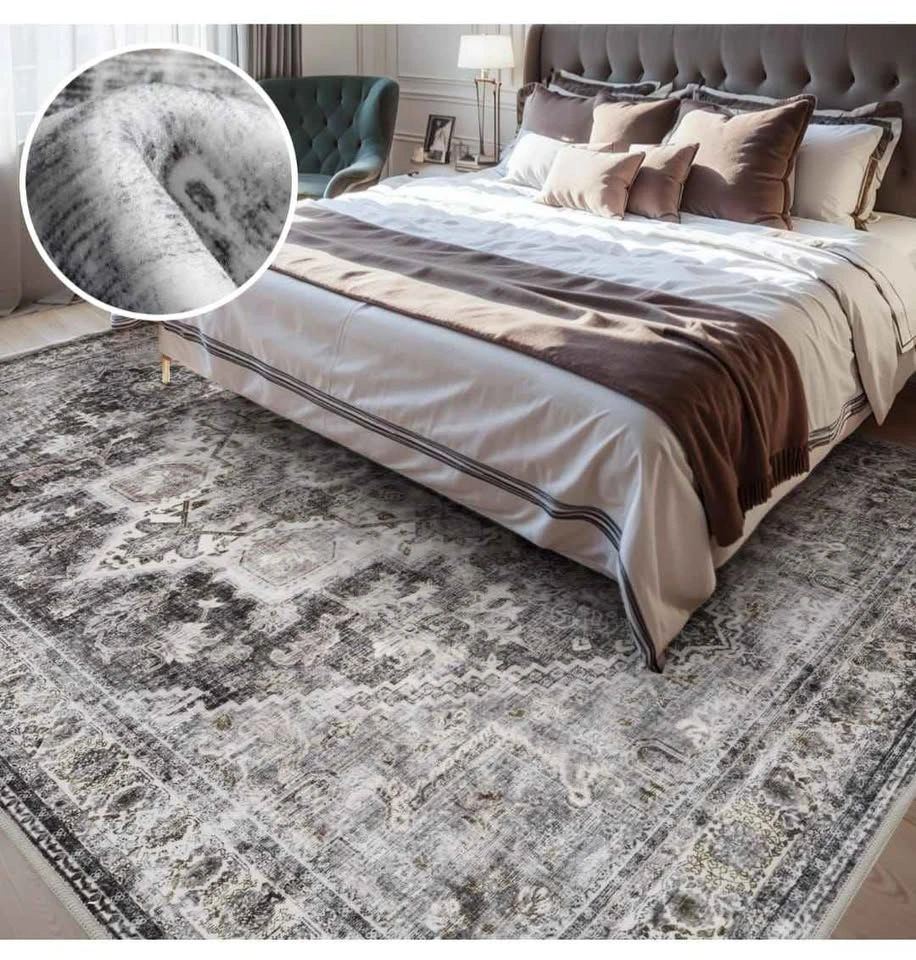 Grey 6x9 Area Rug - Soft, Machine Washable - photo 3