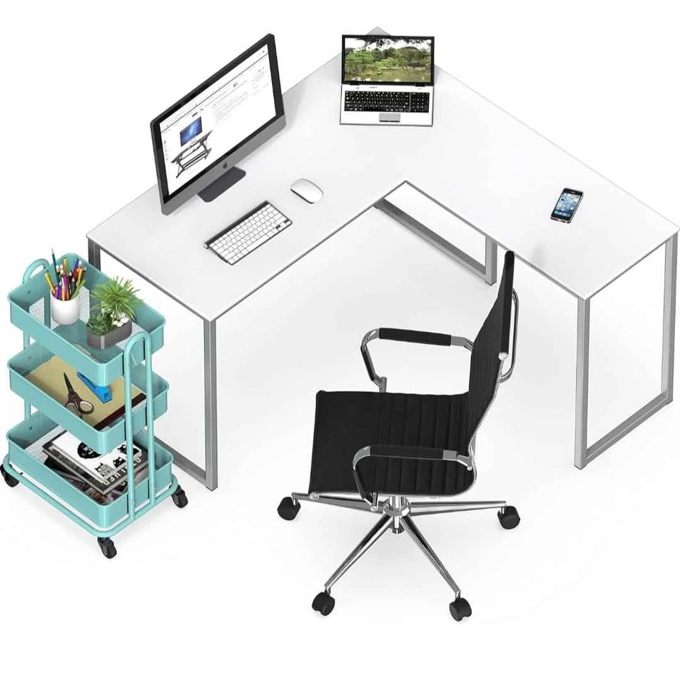Mission 48 x 48 Inches L-Shape Home Office Computer Desk, White - photo 2