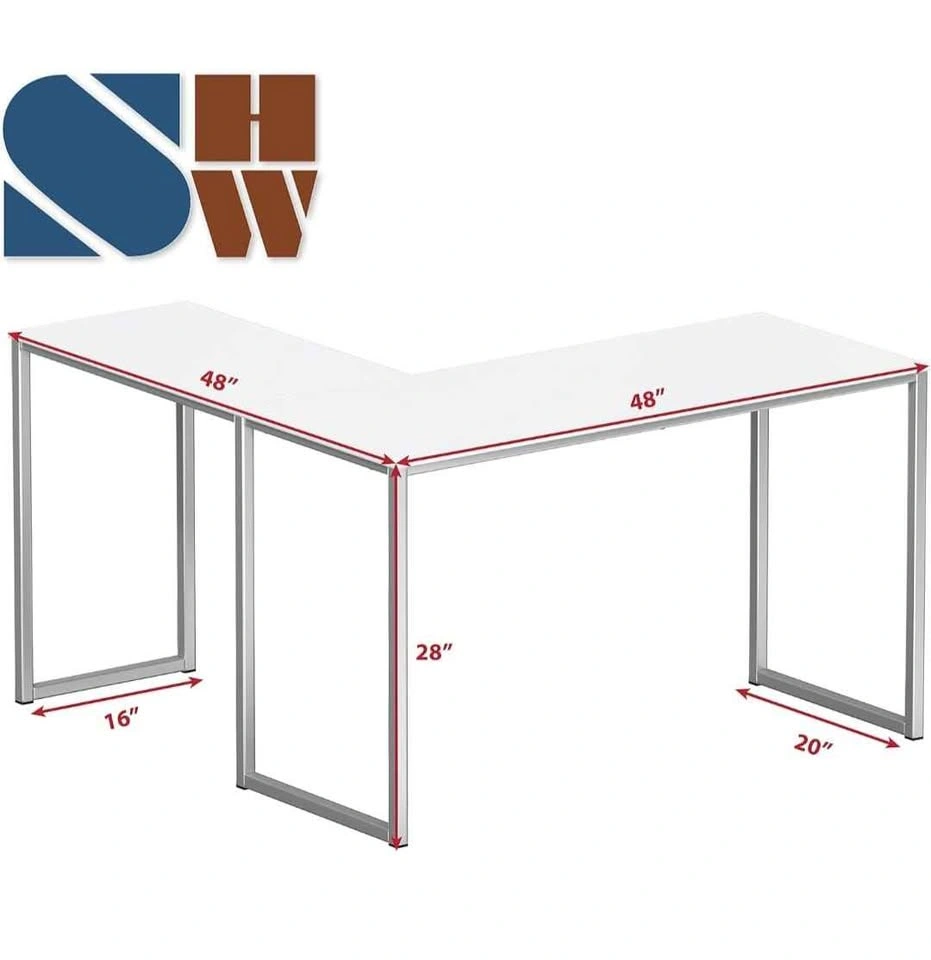 Mission 48 x 48 Inches L-Shape Home Office Computer Desk, White - photo 5