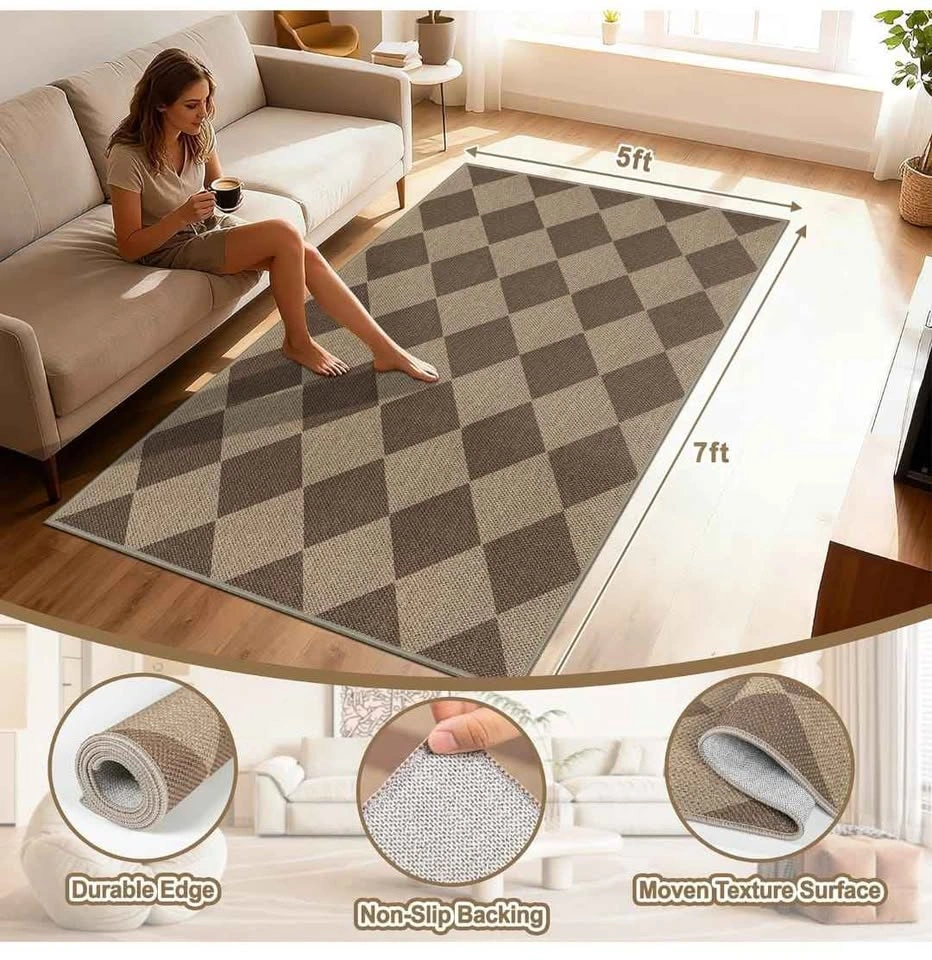 Easy Jute Rug 5x7 Area Rugs, Washable Indoor Outdoor Rugs - photo 3