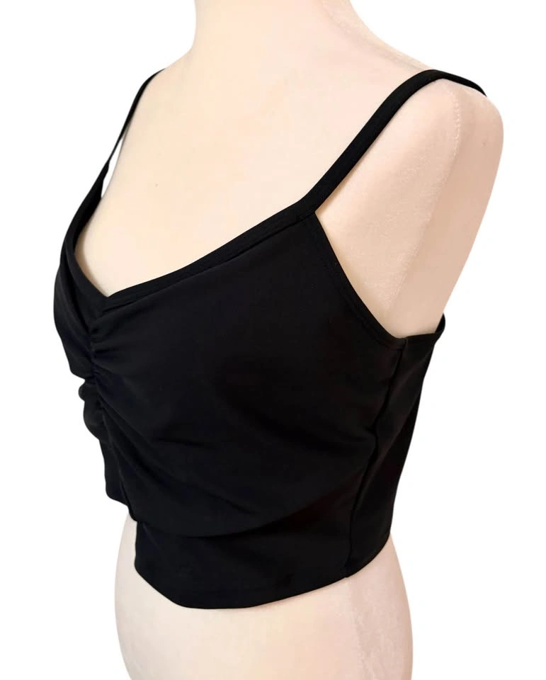 Old Navy Powersoft Active XL Black Ruched V Neck Cropped Top Lig - photo 3