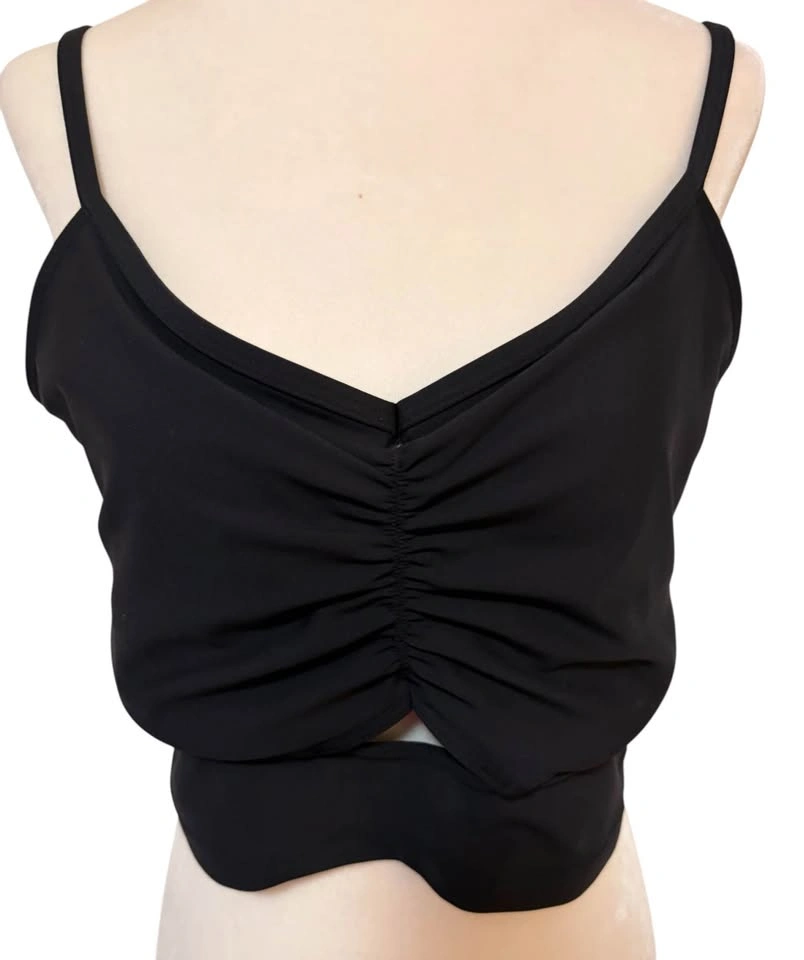 Old Navy Powersoft Active XL Black Ruched V Neck Cropped Top Lig - photo 4