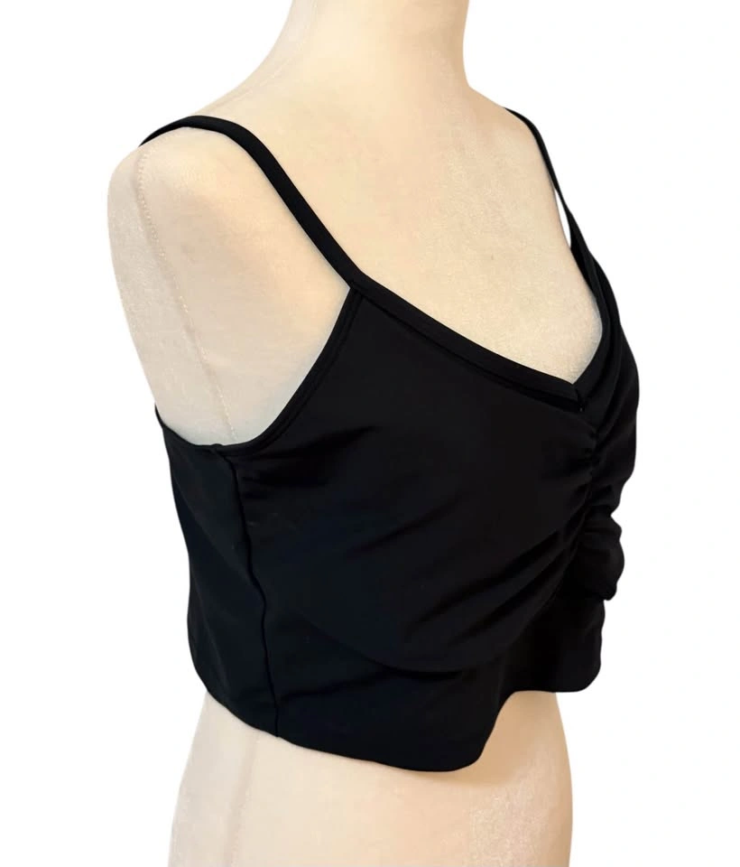 Old Navy Powersoft Active XL Black Ruched V Neck Cropped Top Lig - photo 5