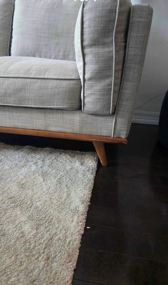 Light grey 3-seater sofa wood base - photo 4