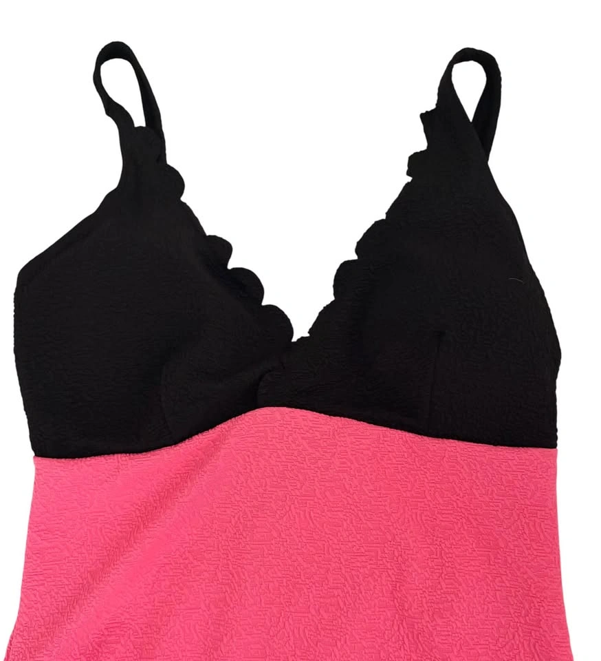 NEW Cupshe Pink Black Plus Size 2XL Scalloped One Piece Swimsuit - photo 3