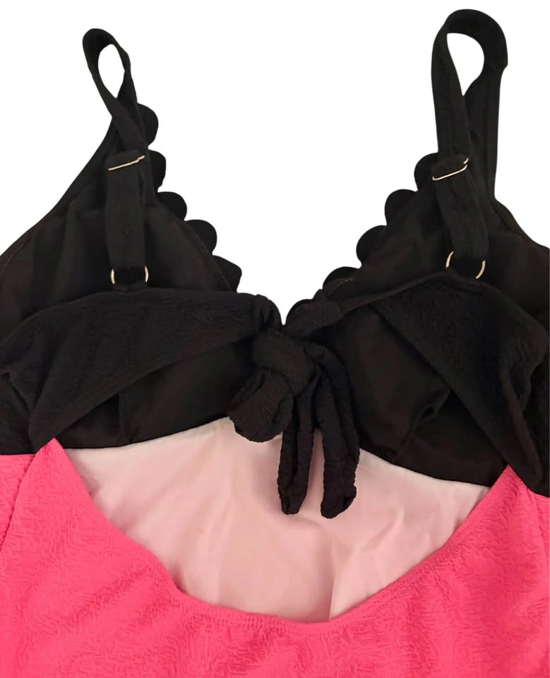 NEW Cupshe Pink Black Plus Size 2XL Scalloped One Piece Swimsuit - photo 4