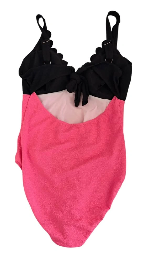 NEW Cupshe Pink Black Plus Size 2XL Scalloped One Piece Swimsuit - photo 5