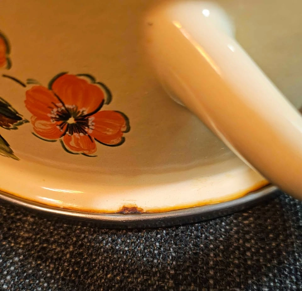 1970's Enamel Cookware - Apple Design Pot - photo 4