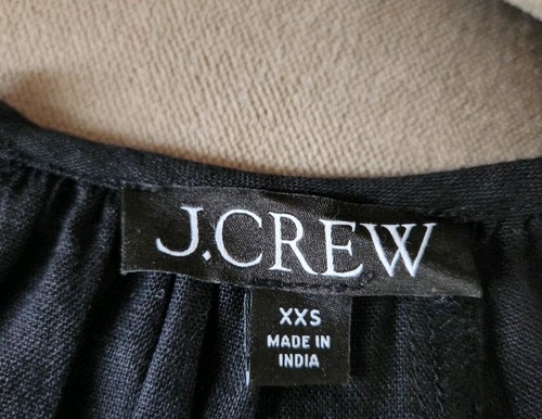 J. CREW LINEN SMOCKED WAIST POLERMO BLACK MINI DRESS SZ XXS NWT - photo 4