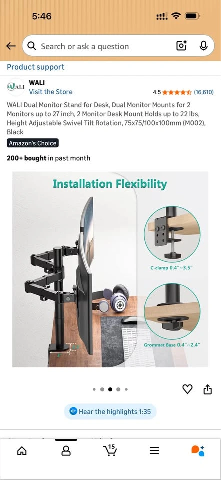 Desk Monitor Mount for Two Monitors - photo 2