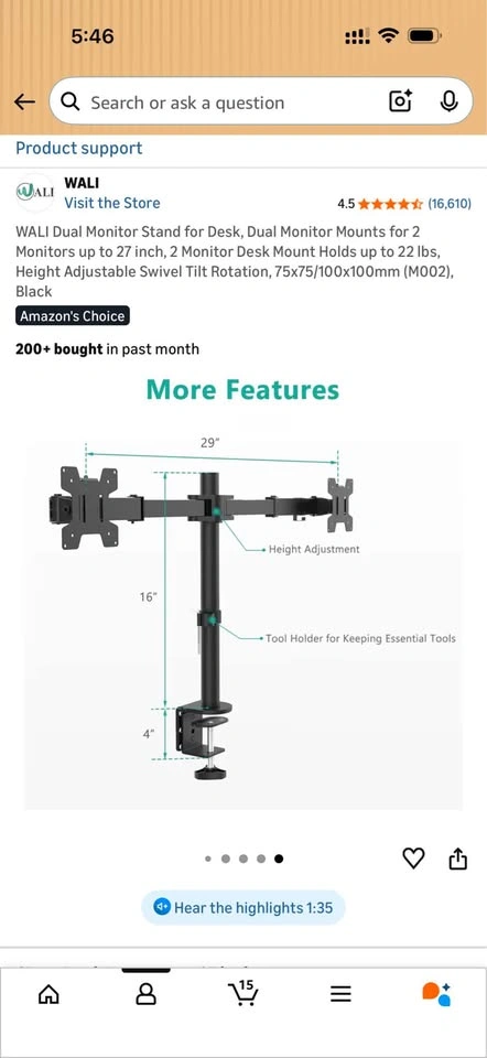 Desk Monitor Mount for Two Monitors - photo 4