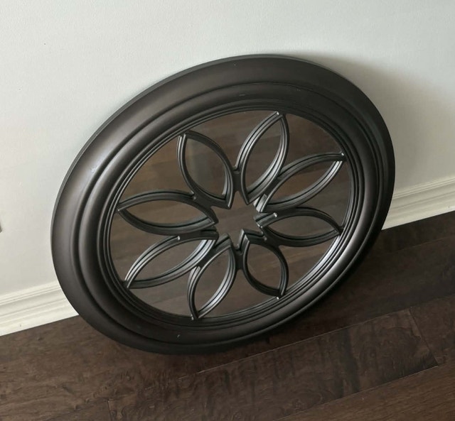 Dark Brown Round Mirror - 24 inch Diameter