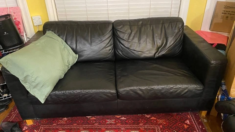 Genuine Black Leather Sofa Bed - photo 4