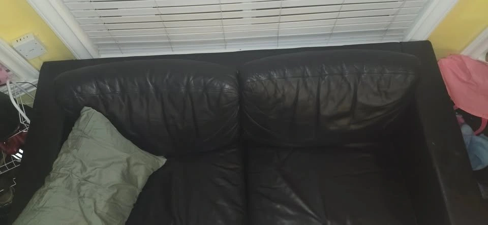 Genuine Black Leather Sofa Bed - photo 5