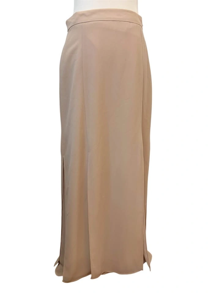 Vintage Carwash Multi Slit Maxi Skirt Beige Tan Size 12 Made in - photo 3