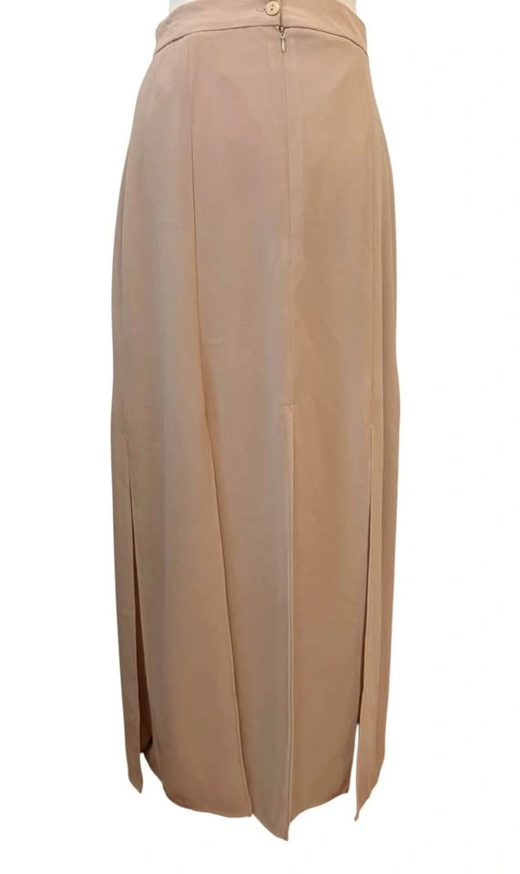 Vintage Carwash Multi Slit Maxi Skirt Beige Tan Size 12 Made in - photo 5