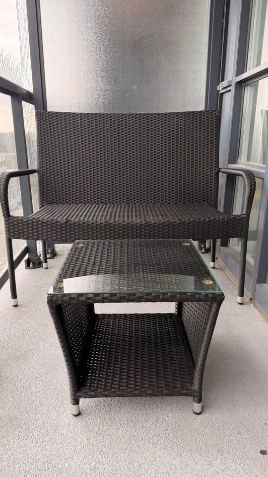 Patio Loveseat + Glass Table Set - photo 2
