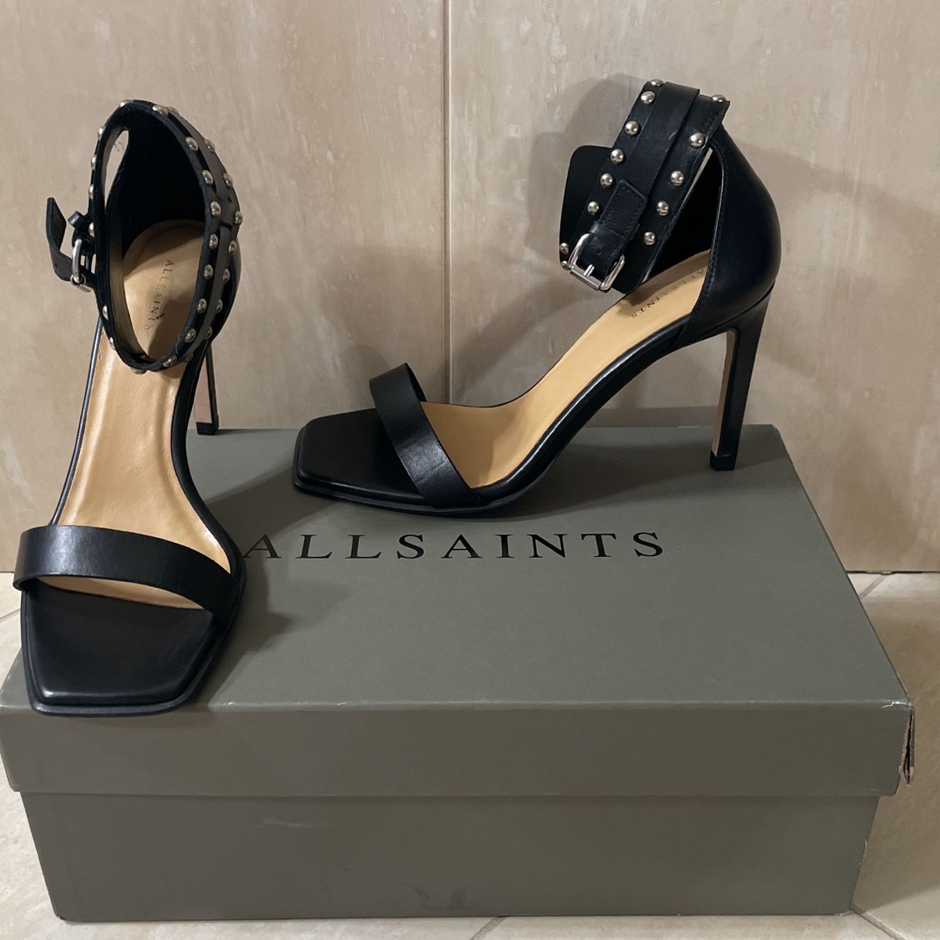 AllSaints Black Leather Sandal
