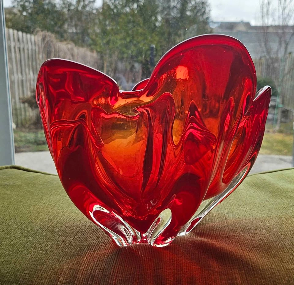Stunning Mid-Century Modern Art Glass Centerpiece Bowl - Amberin - photo 3