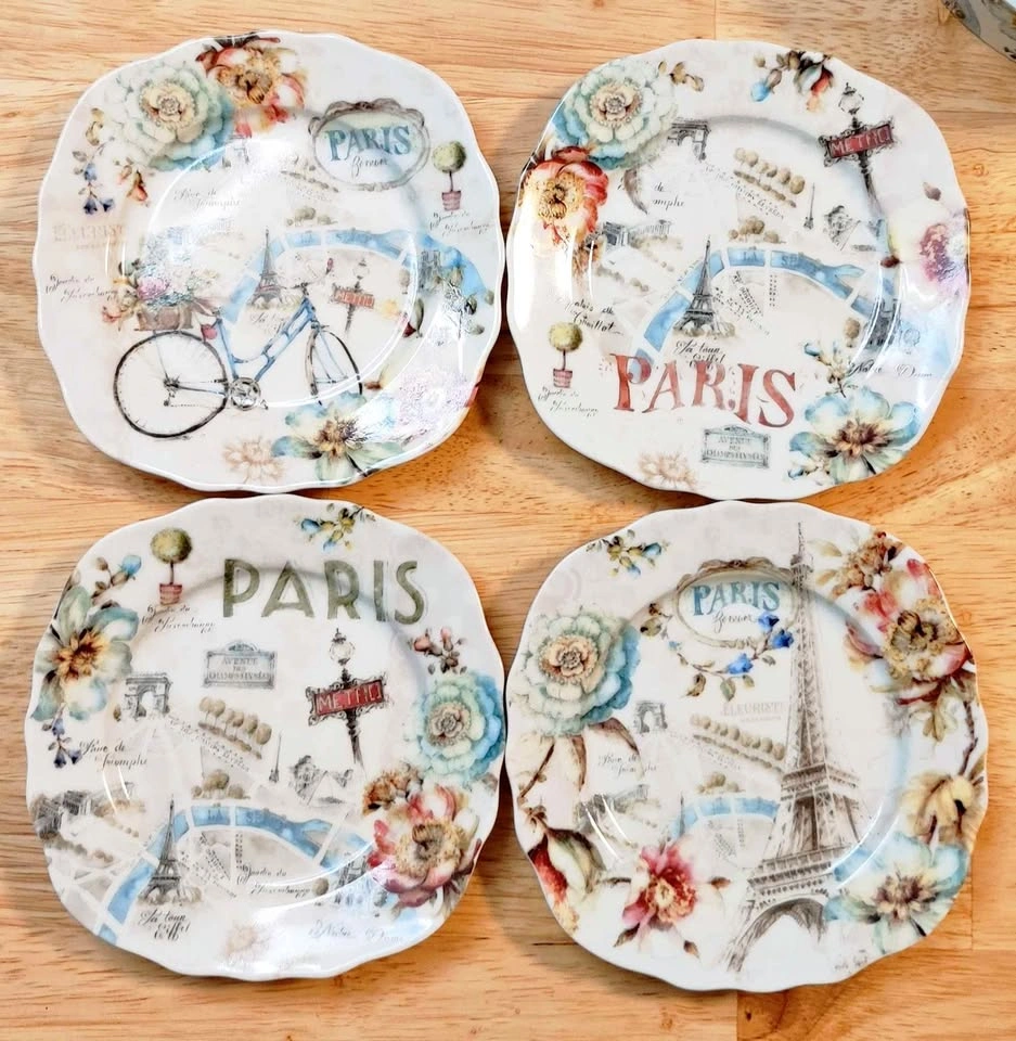 Nostalgie Paris Dessert Plates Set 4 & Coffee Cups Set 2
