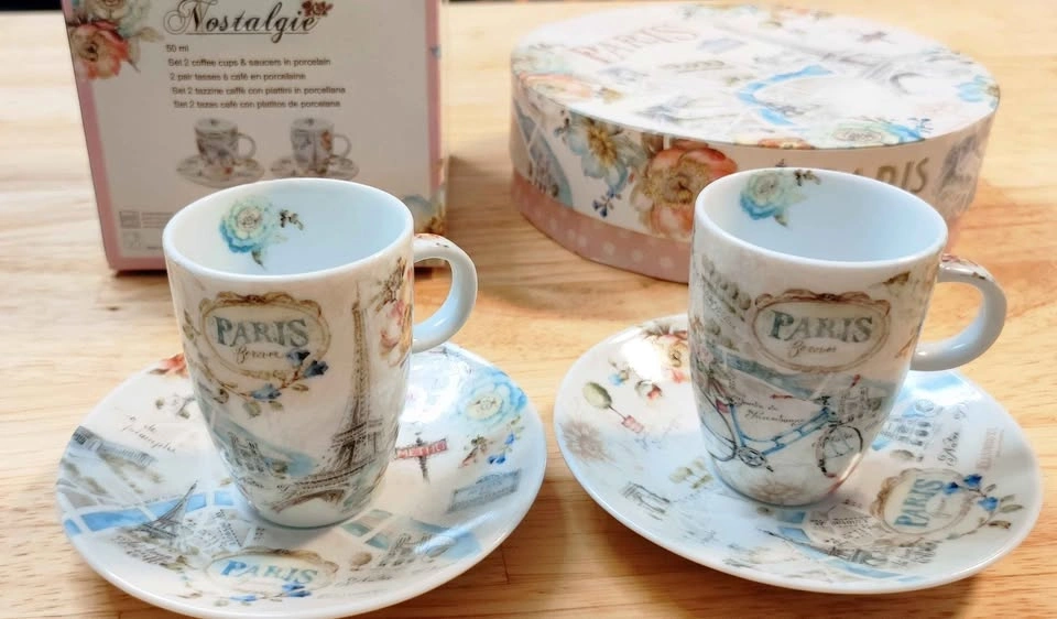Nostalgie Paris Dessert Plates Set 4 & Coffee Cups Set 2 - photo 5