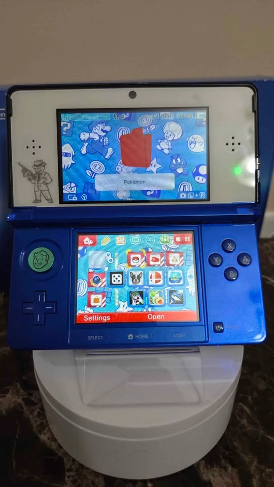 Modded Cobalt Blue 3DS | Fallout Engraved | 32GB | Box - photo 4