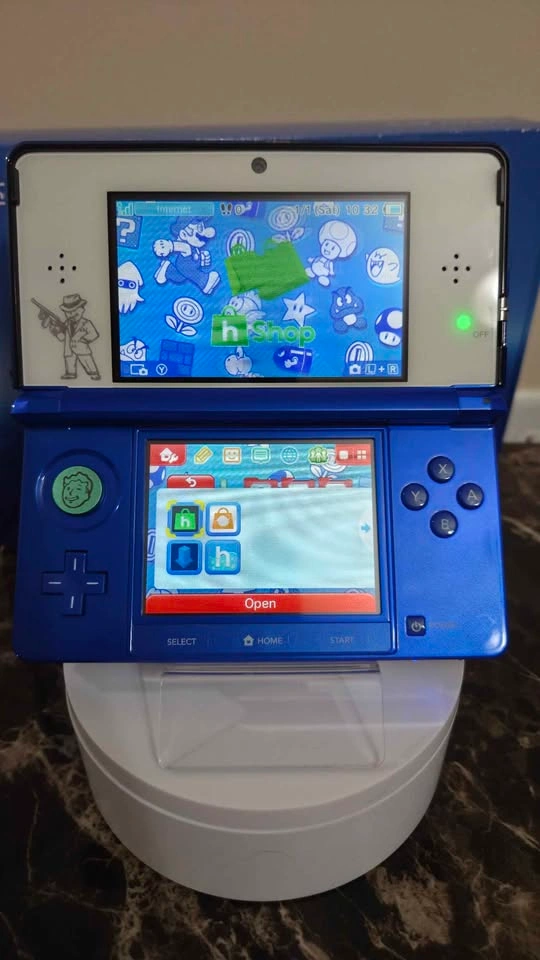 Modded Cobalt Blue 3DS | Fallout Engraved | 32GB | Box - photo 5