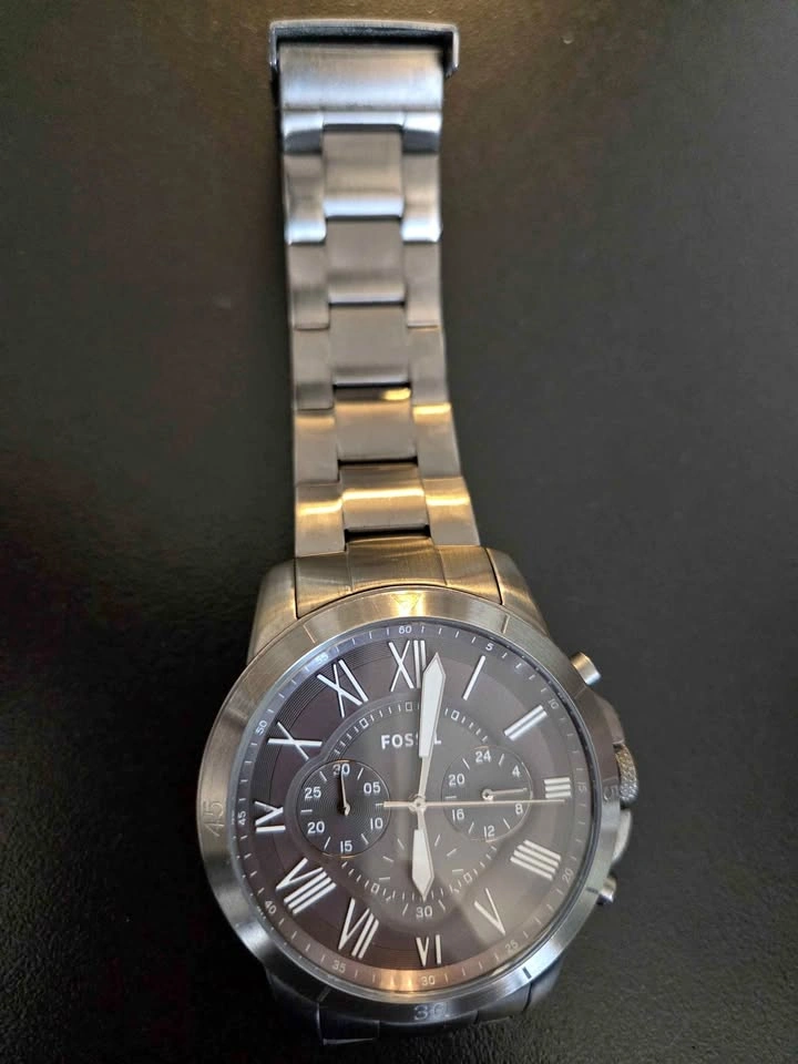 Men's Fossil Grant Grey Steel Chronograph Watch FS5256