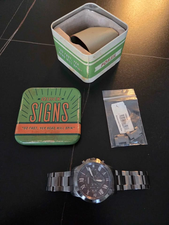 Men's Fossil Grant Grey Steel Chronograph Watch FS5256 - photo 2