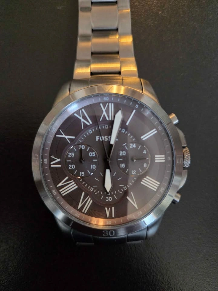 Men's Fossil Grant Grey Steel Chronograph Watch FS5256 - photo 3