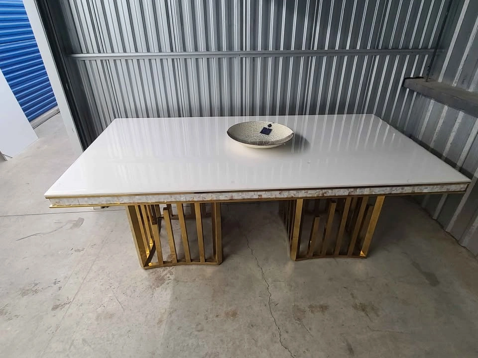 🇨🇦 Golden Marble Top Dining Table - 40"/80" - photo 2