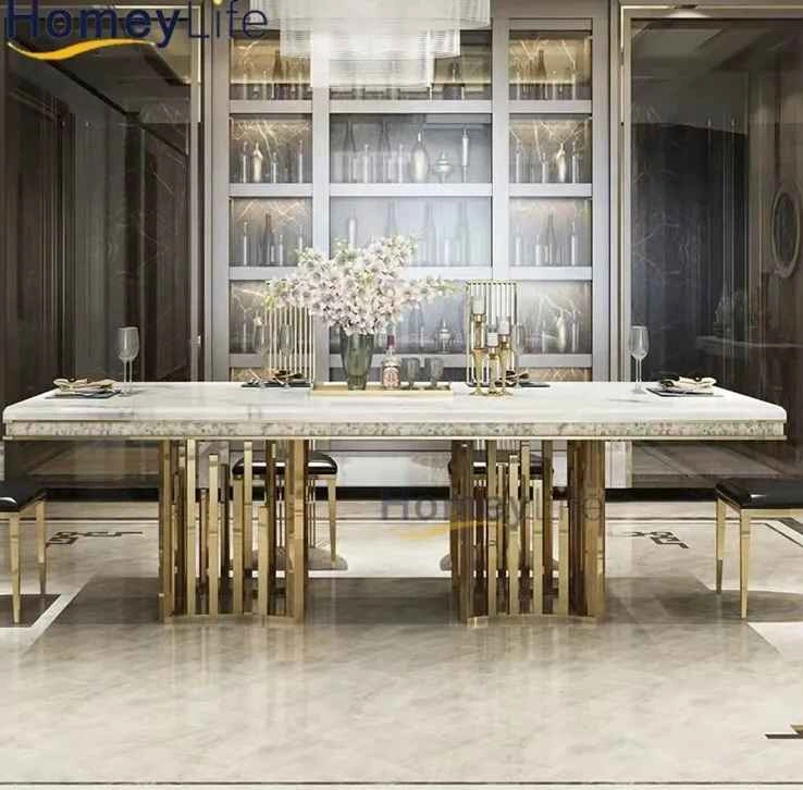 🇨🇦 Golden Marble Top Dining Table - 40"/80" - photo 3