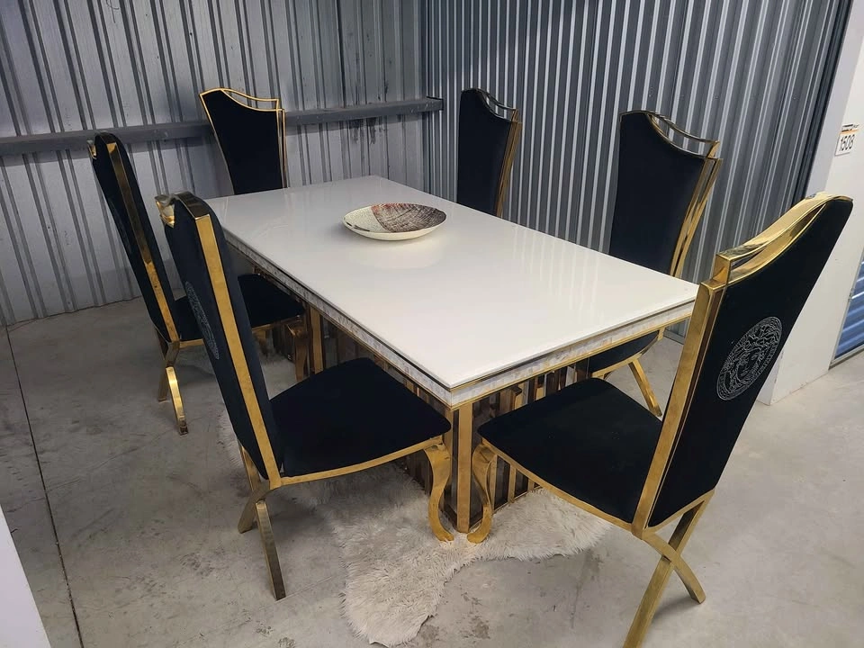 🇨🇦 Golden Marble Top Dining Table - 40"/80" - photo 4