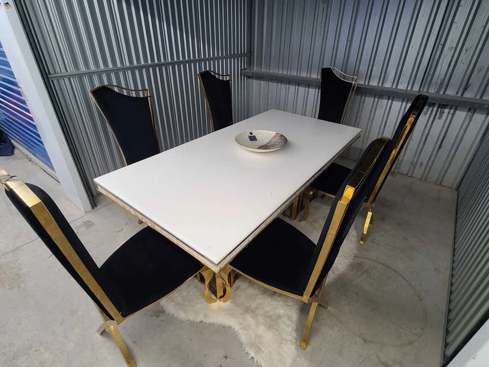 🇨🇦 Golden Marble Top Dining Table - 40"/80" - photo 5