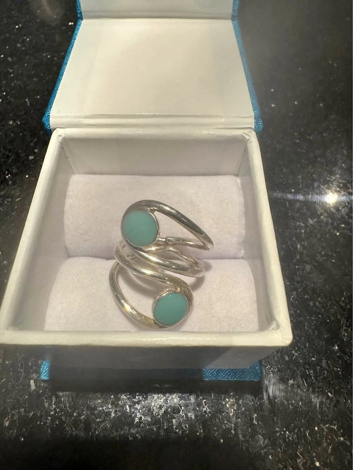 925 Sterling Silver Turquoise Spiral Ring