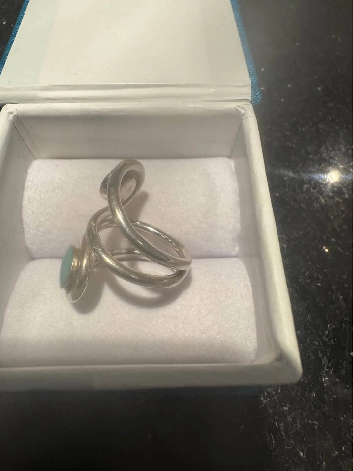 925 Sterling Silver Turquoise Spiral Ring - photo 2
