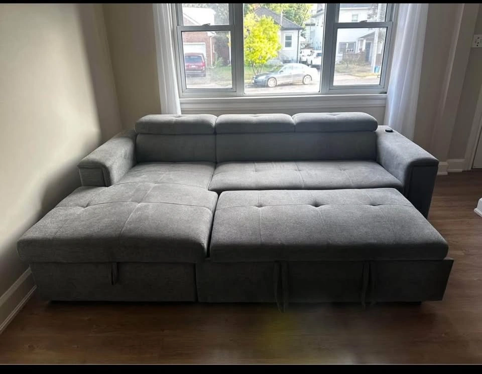 L-Shaped Sofa Bed with Storage | Sectional Couch Sleeper | Moder