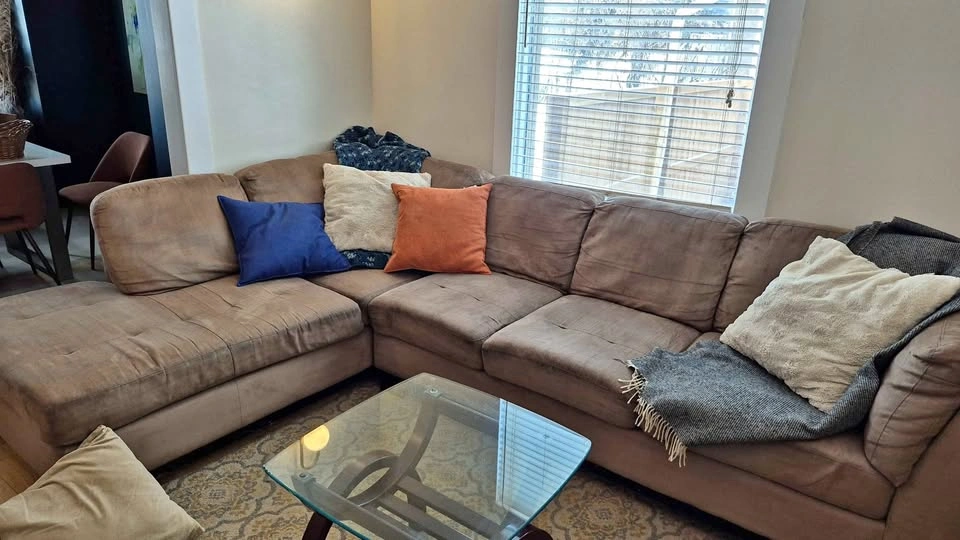 Taupe Microfiber Sectional from The Brick