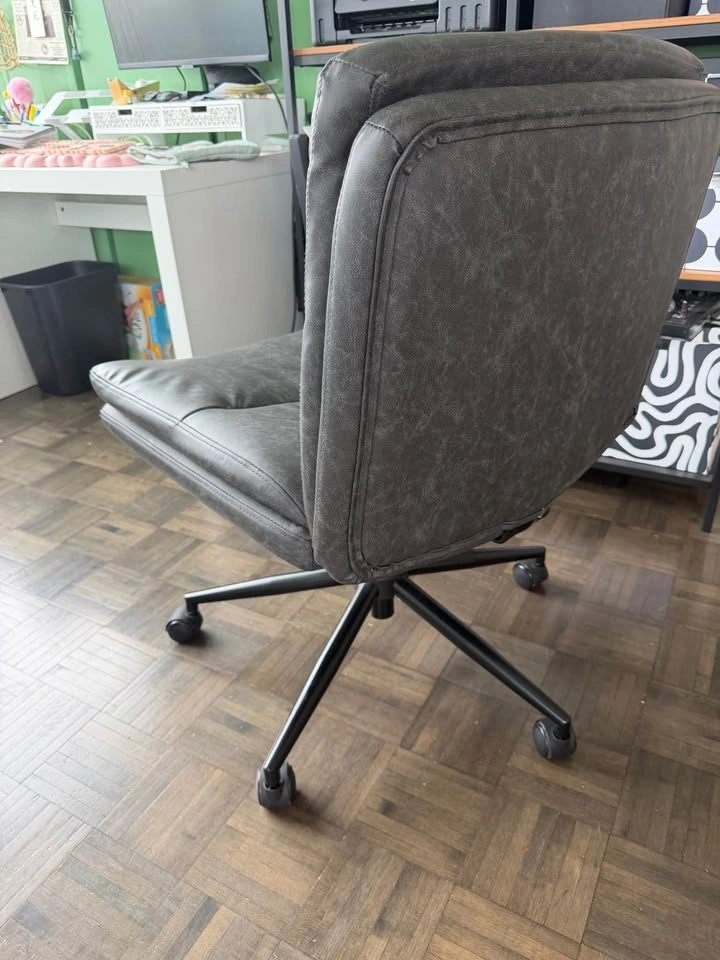 Grey Faux Leather Cross Legged Office Chair - photo 3