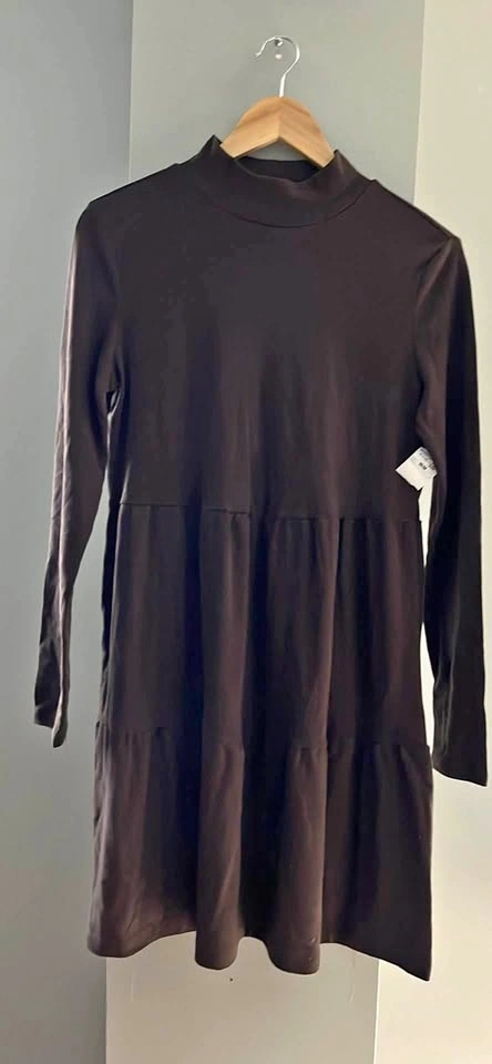 George Dark Brown Tiered Mock Neck Dress M/M