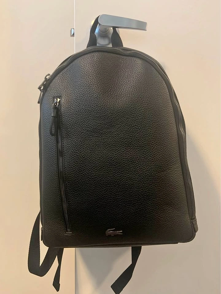 Lacoste Soft Matte Leather Flat Backpack
