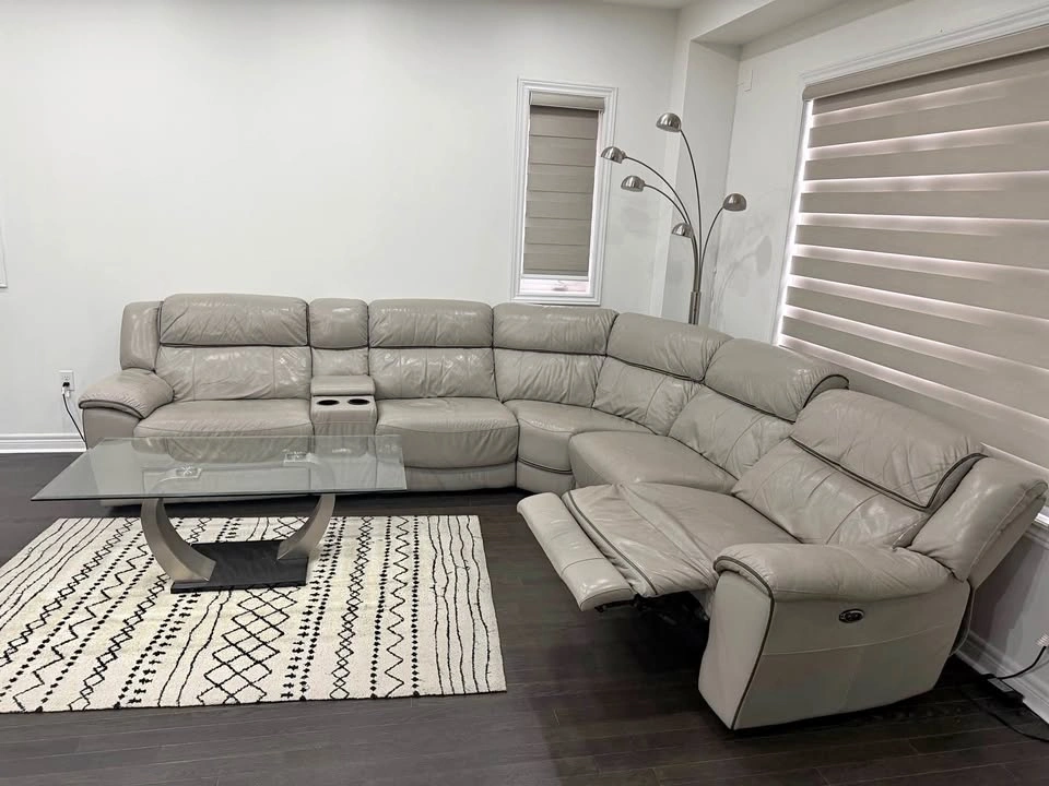 Used PURE LEATHER Sectional Sofa w/ Power Recliners
