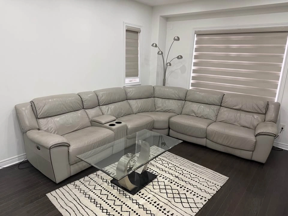 Used PURE LEATHER Sectional Sofa w/ Power Recliners - photo 3