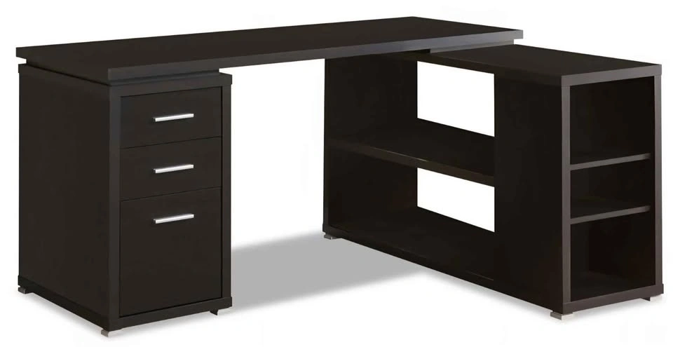 Monarch Espresso L-Shaped Computer Desk w/ Drawers & Shelves - photo 3